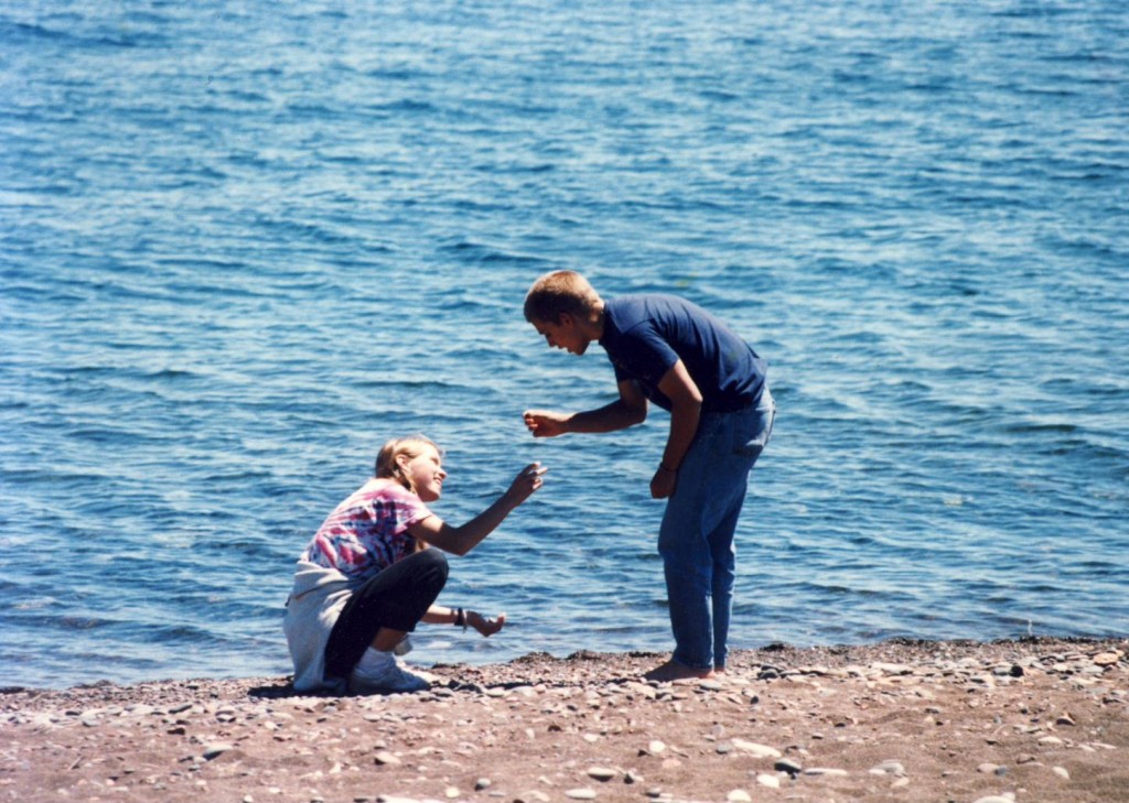 Abigail and her brother in Northern Minnesota, 1988